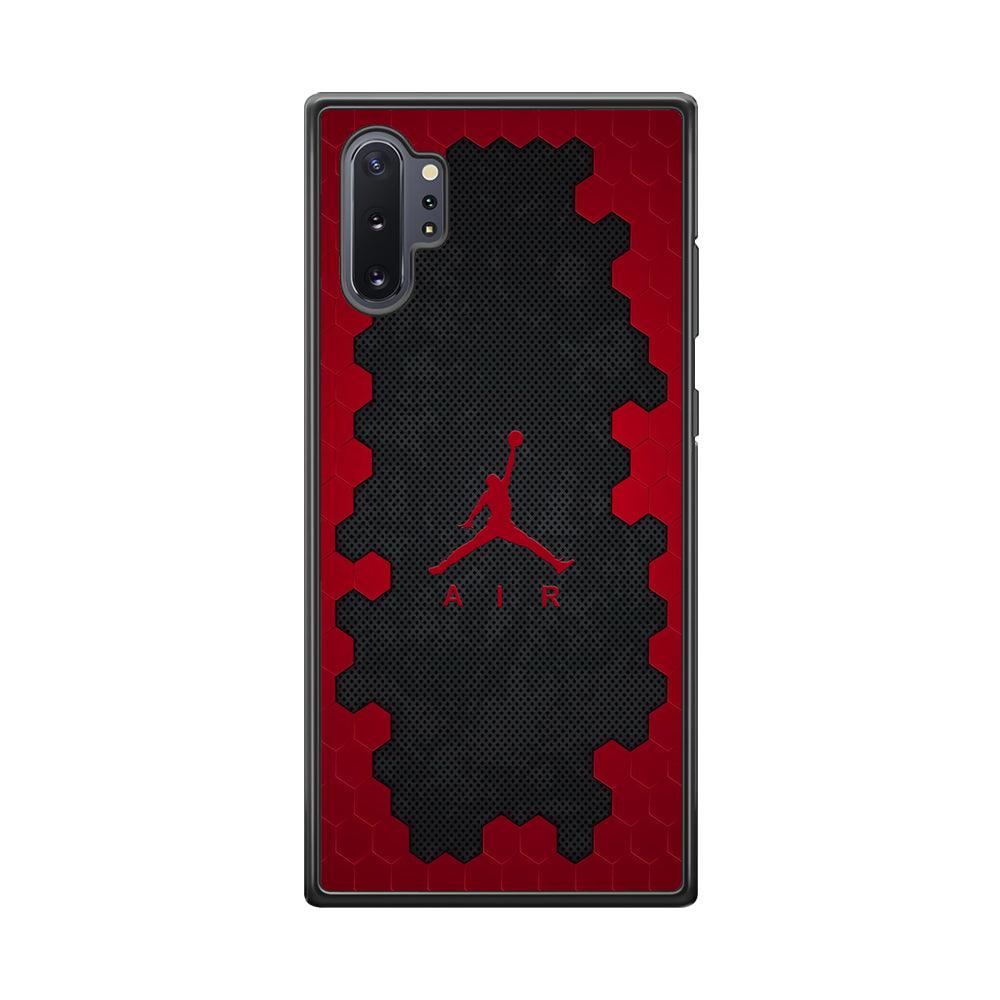 Air Jordan Red Honeycomb Samsung Galaxy Note 10 Plus Case-Rubber Black (2D Case)-Oxvistore