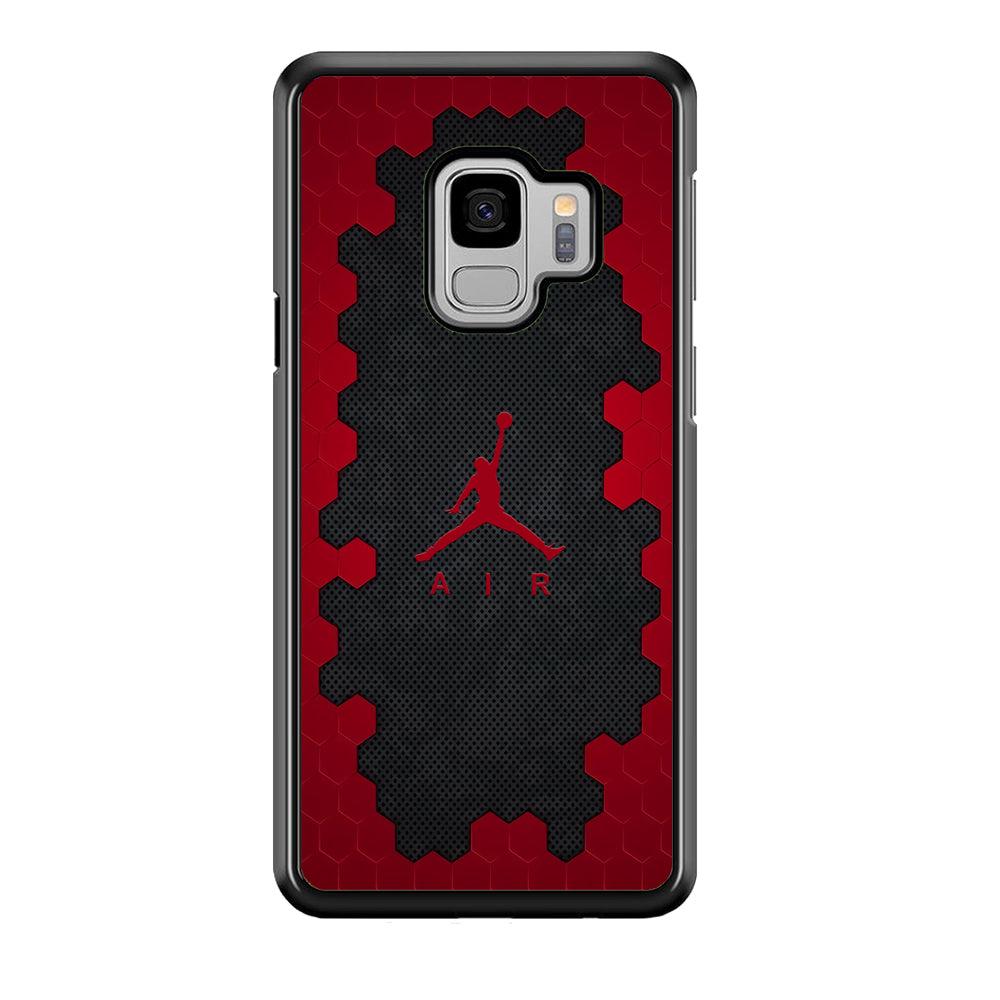 Air Jordan Red Honeycomb Samsung Galaxy S9 Case-Rubber Black (2D Case)-Oxvistore