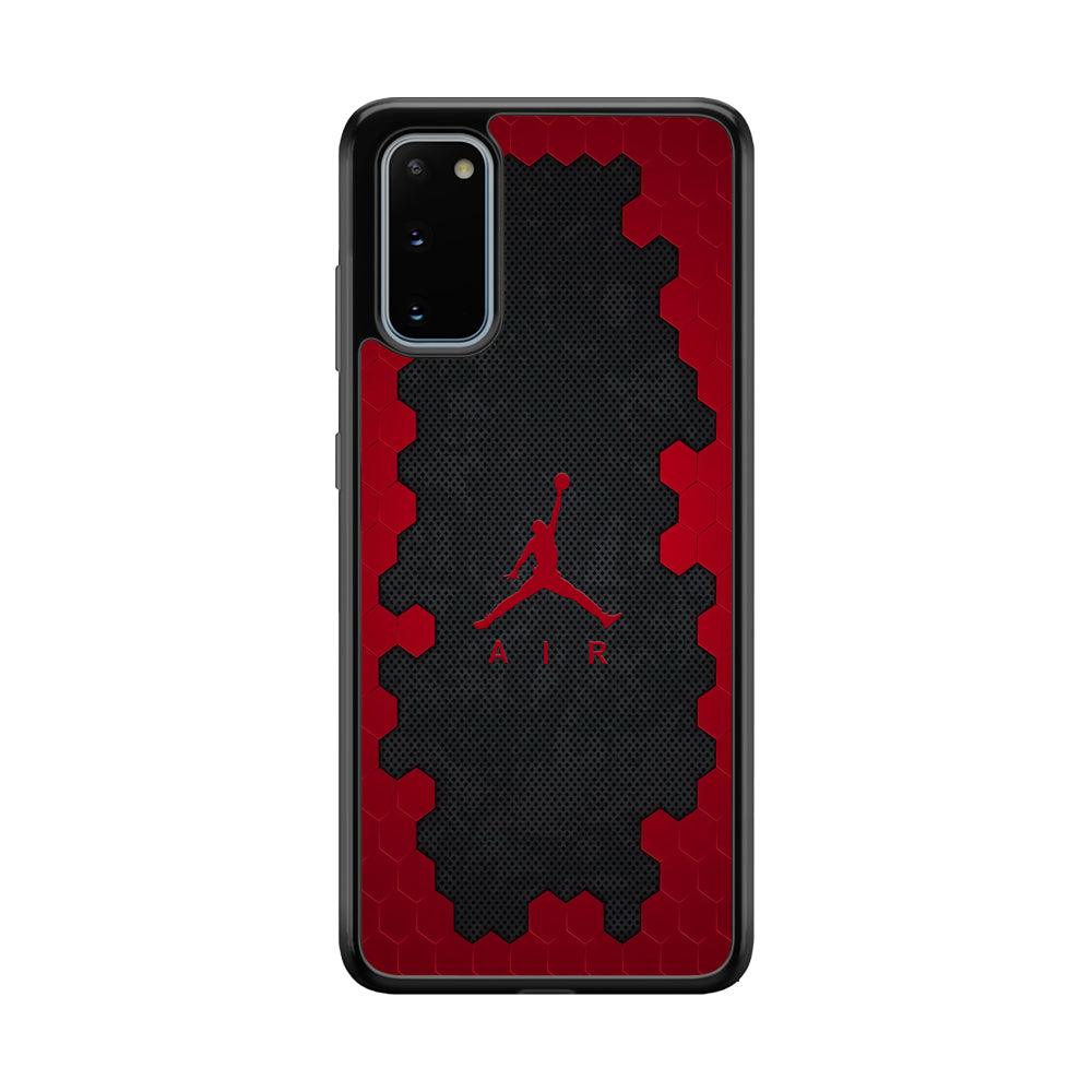 Air Jordan Red Honeycomb Samsung Galaxy S20 Case-Rubber Black (2D Case)-Oxvistore