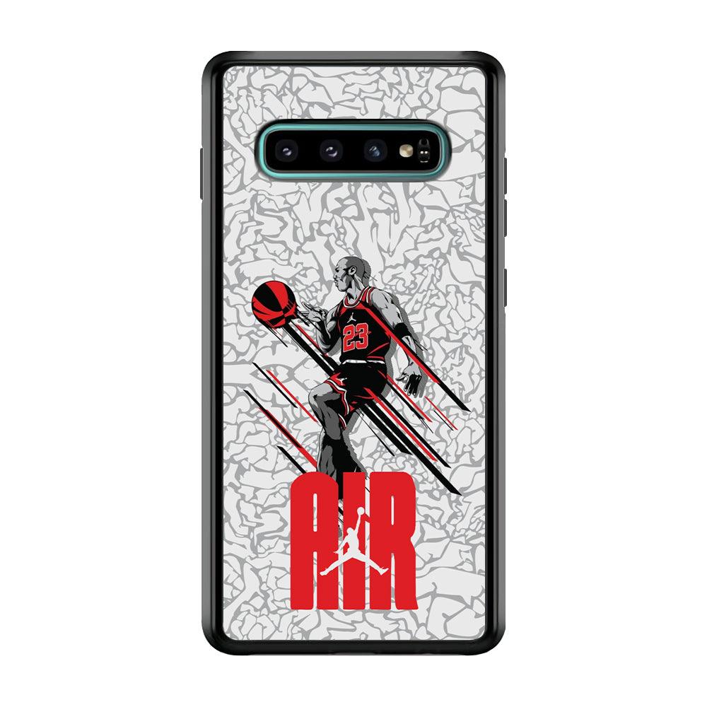 Air Jordan The Jumpingman Samsung Galaxy S10 Case-Rubber Black (2D Case)-Oxvistore
