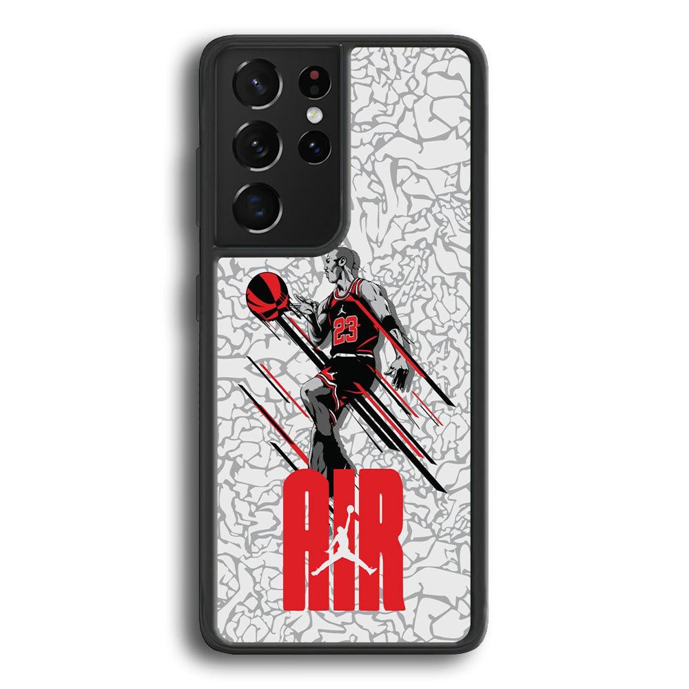 Air Jordan The Jumpingman Samsung Galaxy S21 Ultra Case-Rubber Black (2D Case)-Oxvistore