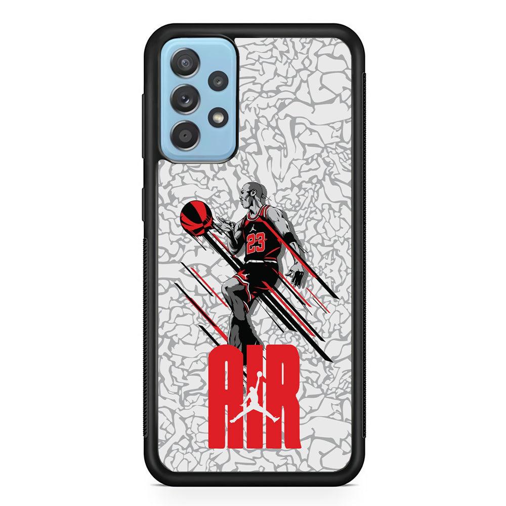 Air Jordan The Jumpingman Samsung Galaxy A72 Case-Rubber Black (2D Case)-Oxvistore