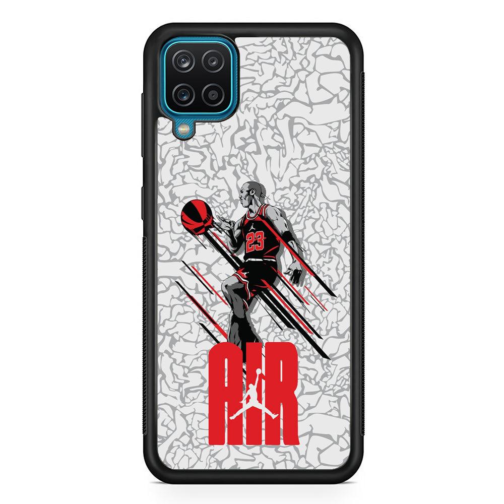 Air Jordan The Jumpingman Samsung Galaxy A12 Case-Rubber Black (2D Case)-Oxvistore