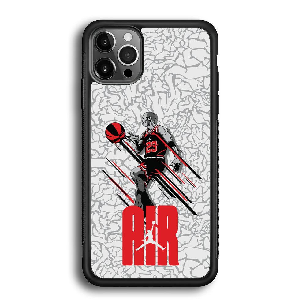 Air Jordan The Jumpingman iPhone 12 Pro Max Case-Rubber Black (2D Case)-Oxvistore