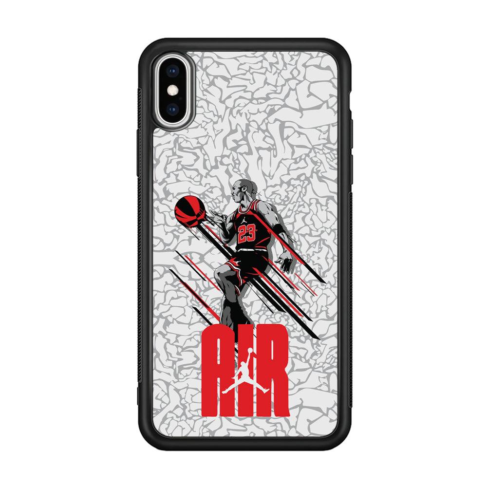 Air Jordan The Jumpingman iPhone Xs Max Case-Rubber Black (2D Case)-Oxvistore