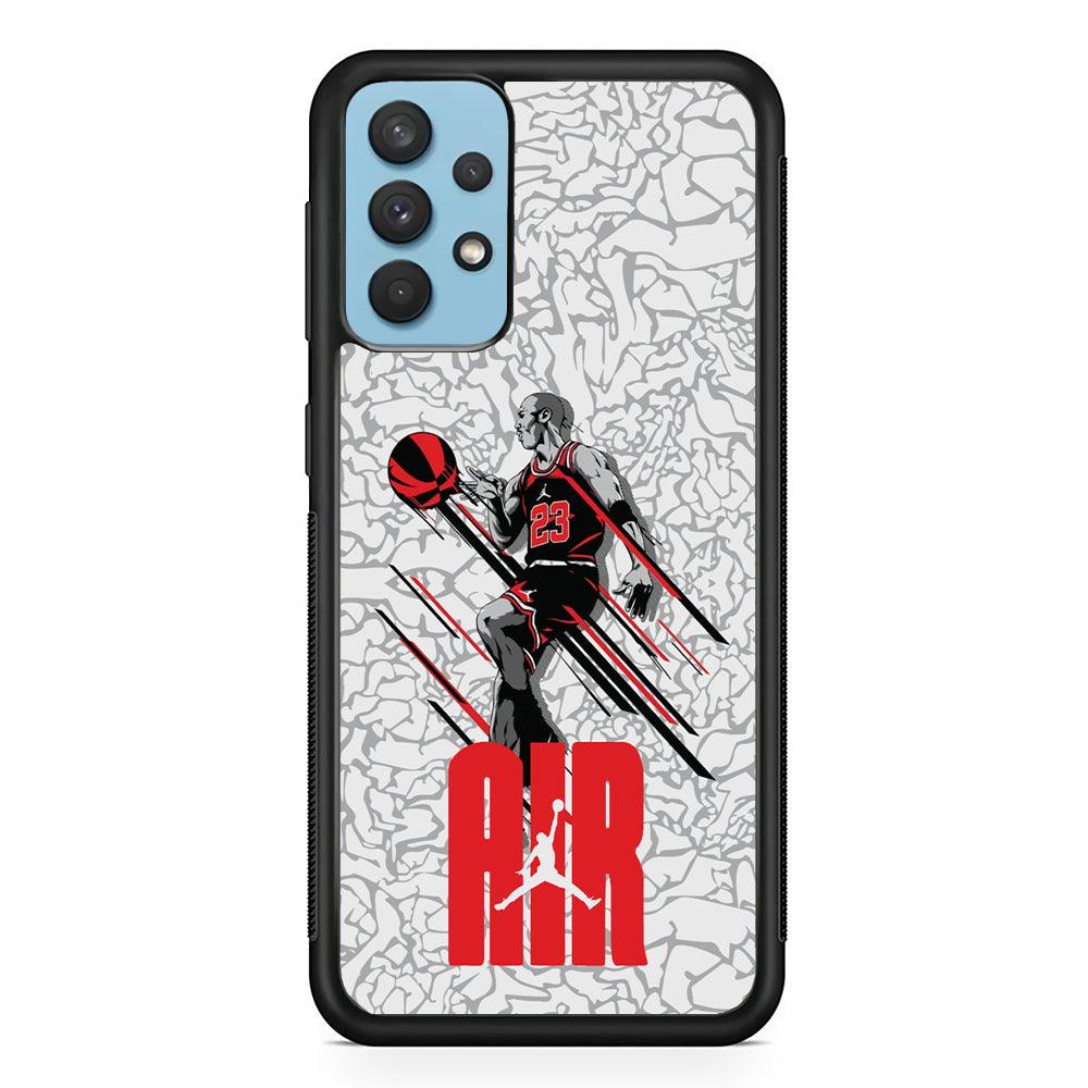 Air Jordan The Jumpingman Samsung Galaxy A32 Case-Rubber Black (2D Case)-Oxvistore
