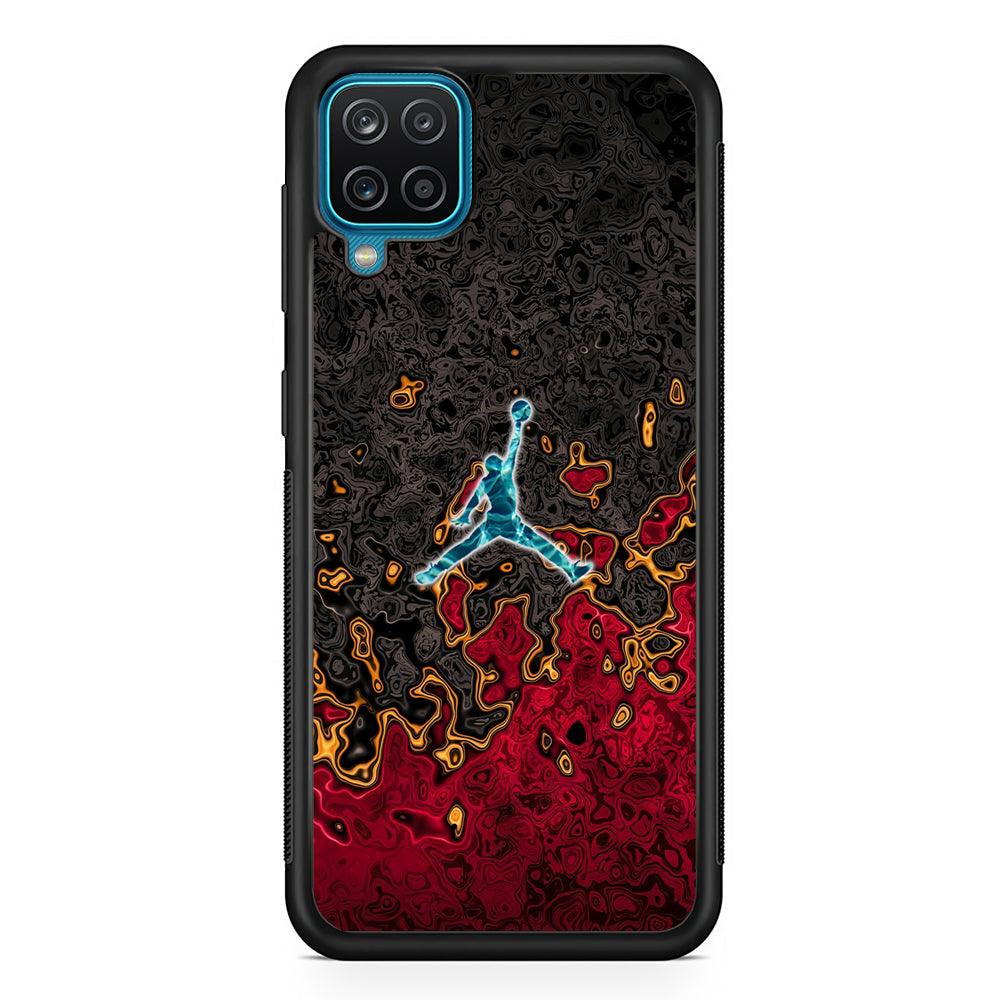 Air Jordan Water Glow Samsung Galaxy A12 Case-Rubber Black (2D Case)-Oxvistore