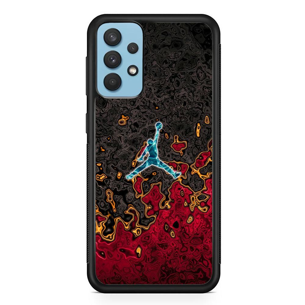 Air Jordan Water Glow Samsung Galaxy A32 Case-Rubber Black (2D Case)-Oxvistore