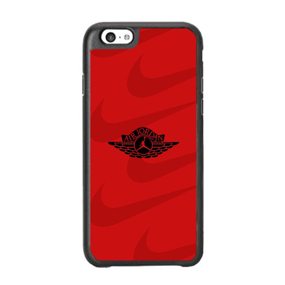 Air Jordan x Nike Black Red iPhone 6 Plus | 6s Plus Case-Rubber Black (2D Case)-Oxvistore