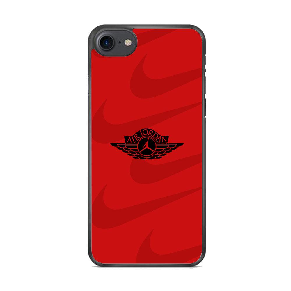 Air Jordan x Nike Black Red iPhone 8 Case-Rubber Black (2D Case)-Oxvistore