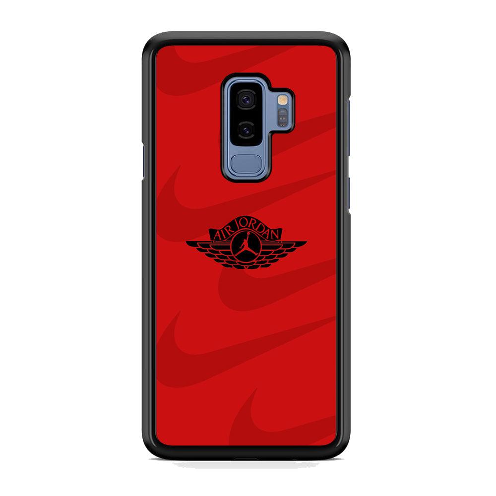 Air Jordan x Nike Black Red Samsung Galaxy S9 Plus Case-Rubber Black (2D Case)-Oxvistore