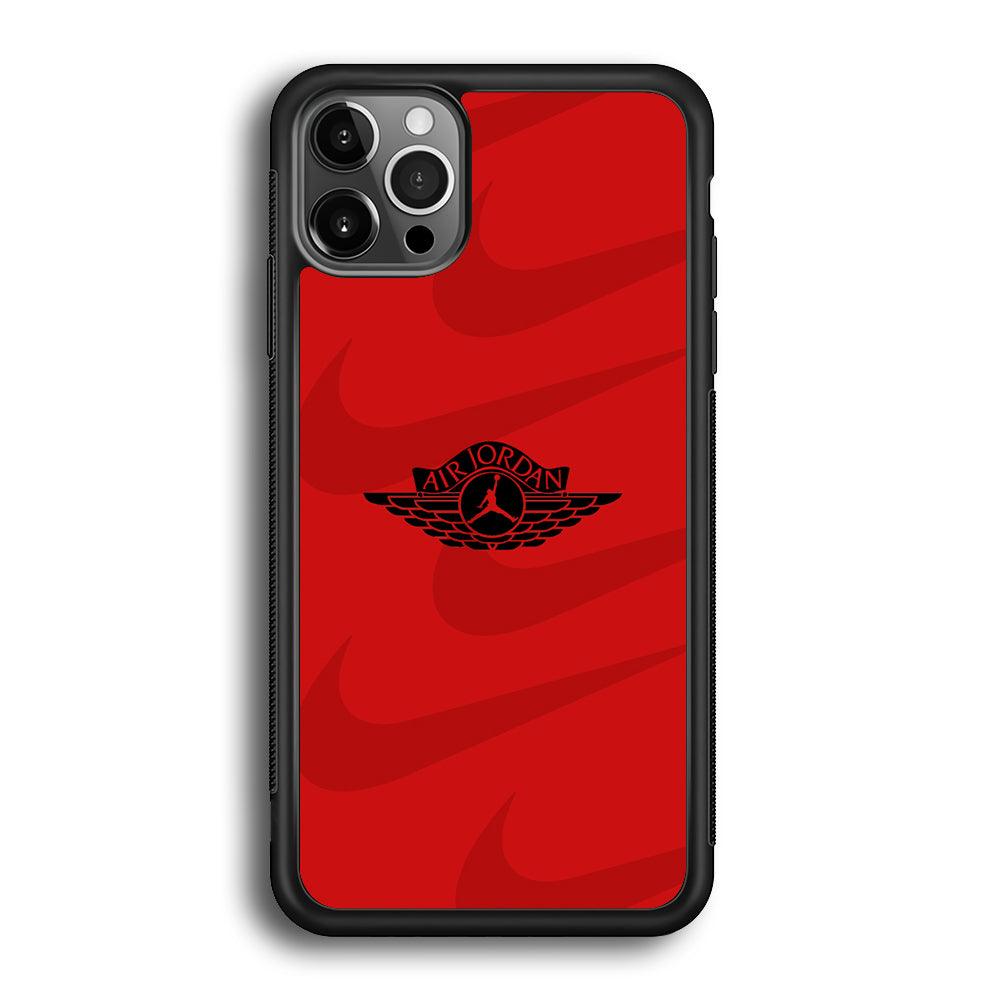 Air Jordan x Nike Black Red iPhone 12 Pro Case-Rubber Black (2D Case)-Oxvistore