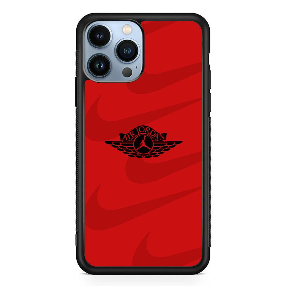 Air Jordan x Nike Black Red iPhone 13 Pro Case-Rubber Black (2D Case)-Oxvistore