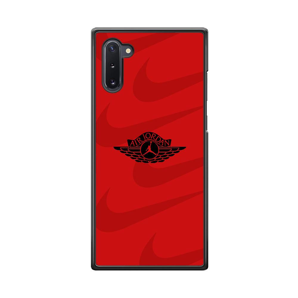 Air Jordan x Nike Black Red Samsung Galaxy Note 10 Case-Rubber Black (2D Case)-Oxvistore