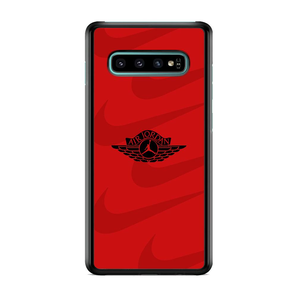 Air Jordan x Nike Black Red Samsung Galaxy S10 Case-Rubber Black (2D Case)-Oxvistore