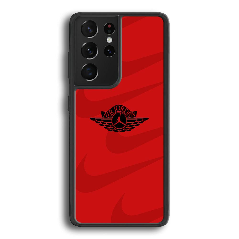 Air Jordan x Nike Black Red Samsung Galaxy S24 Ultra Case-Rubber Black (2D Case)-Oxvistore