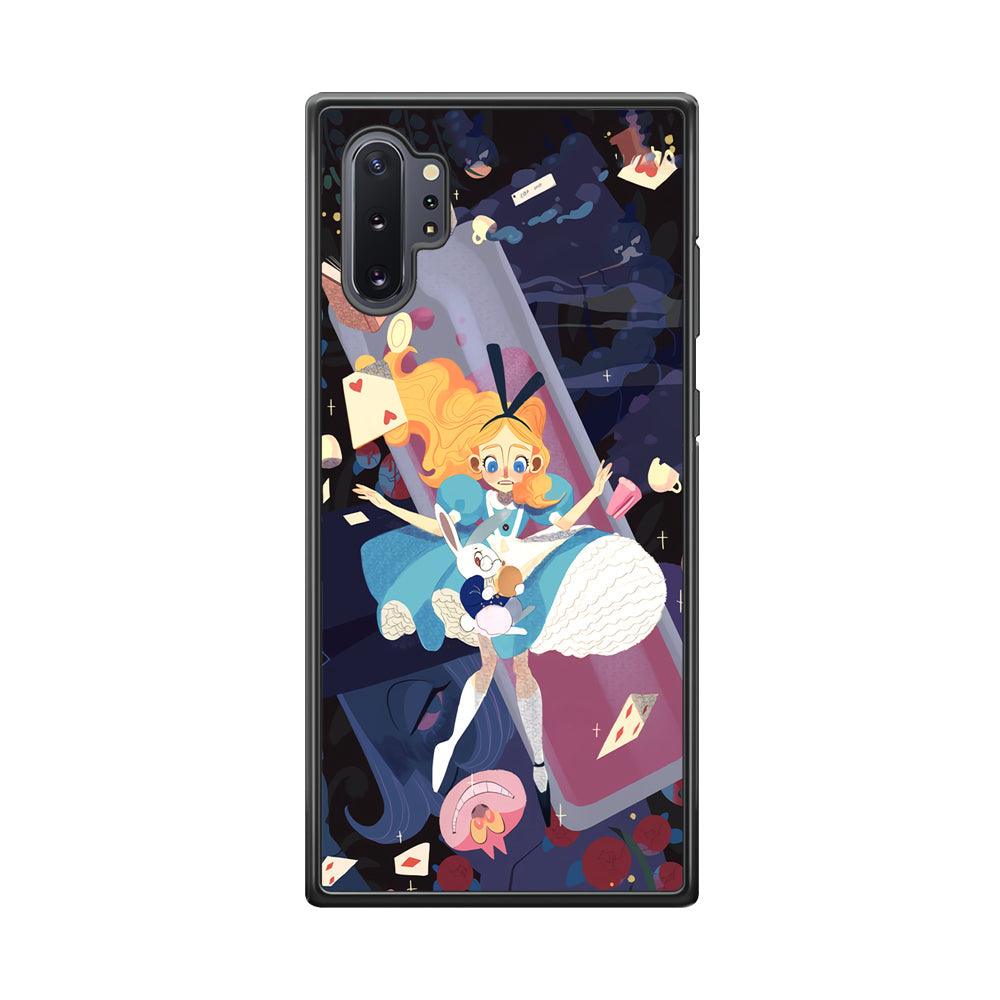 Alice in Wonderland Flying Down Samsung Galaxy Note 10 Plus Case-Rubber Black (2D Case)-Oxvistore