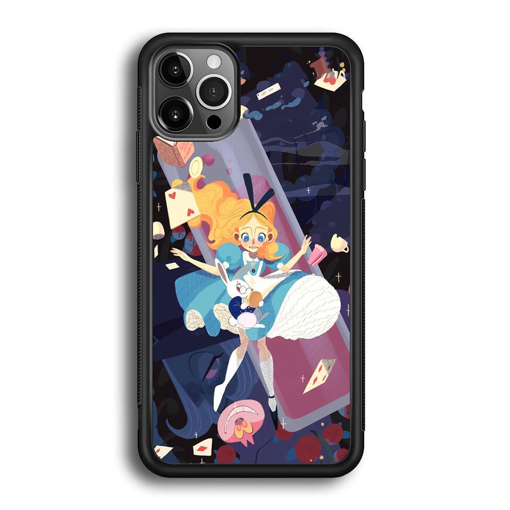 Alice in Wonderland Flying Down iPhone 12 Pro Case-Rubber Black (2D Case)-Oxvistore