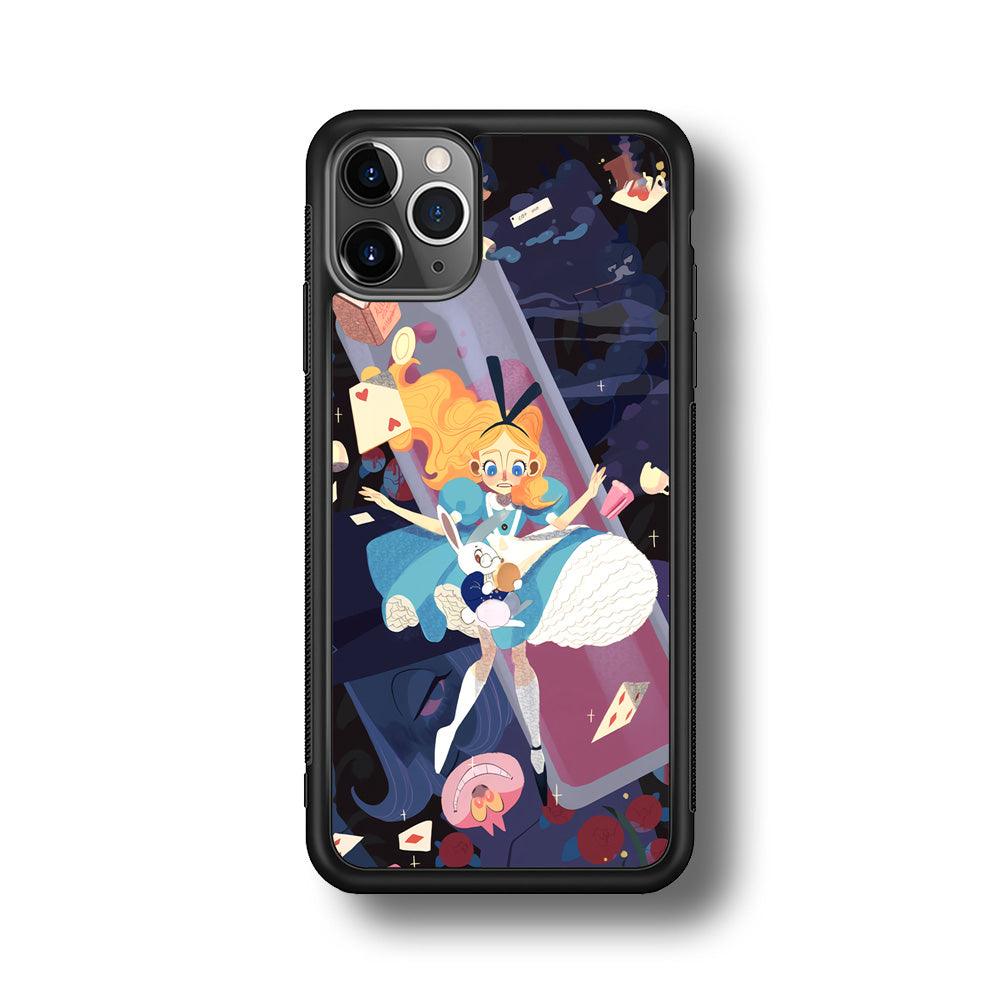 Alice in Wonderland Flying Down iPhone 11 Pro Case-Rubber Black (2D Case)-Oxvistore