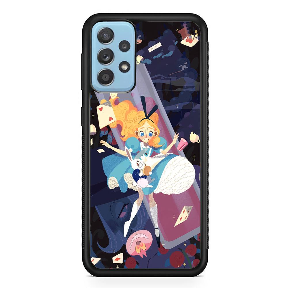 Alice in Wonderland Flying Down Samsung Galaxy A52 Case-Rubber Black (2D Case)-Oxvistore