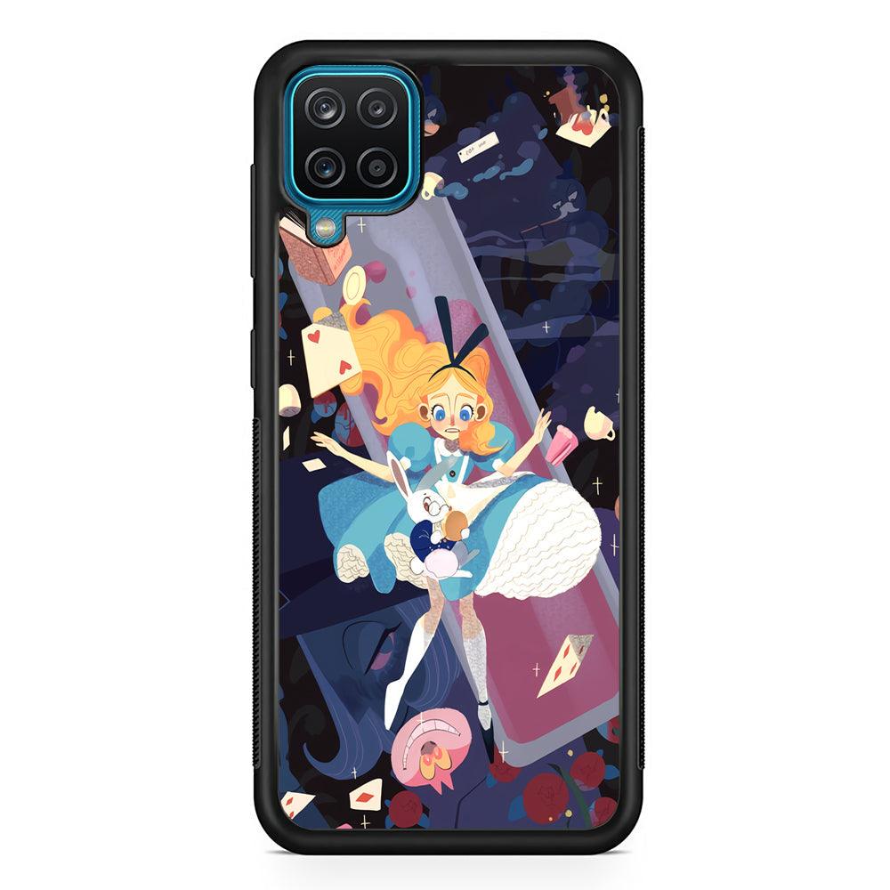 Alice in Wonderland Flying Down Samsung Galaxy A12 Case-Rubber Black (2D Case)-Oxvistore