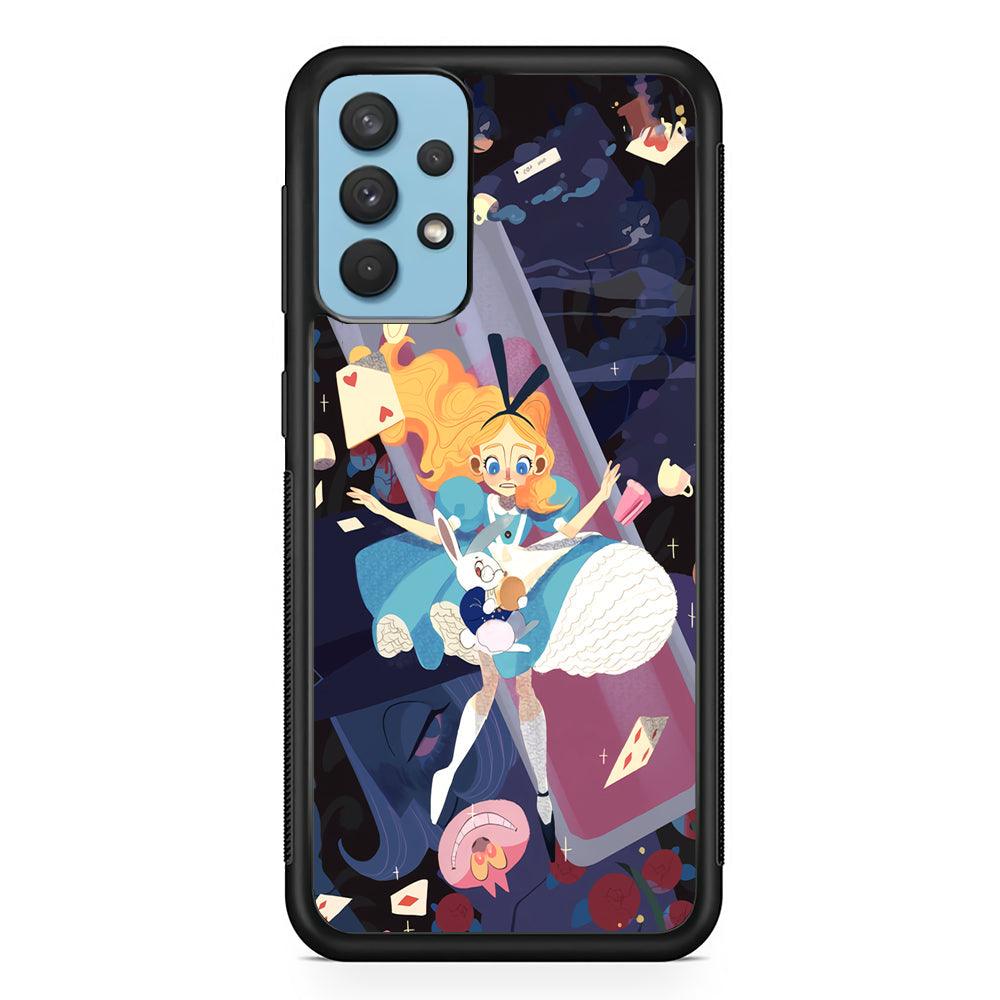 Alice in Wonderland Flying Down Samsung Galaxy A32 Case-Rubber Black (2D Case)-Oxvistore