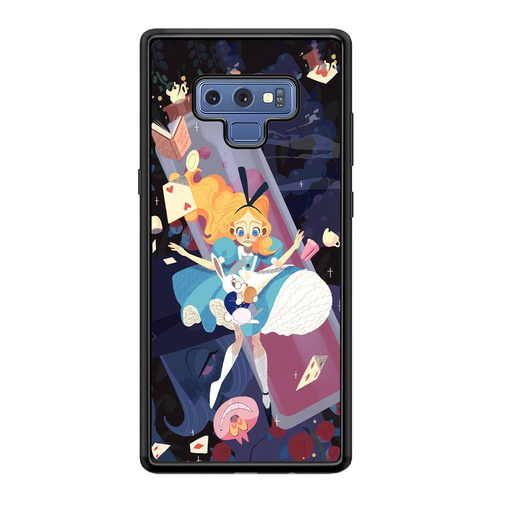 Alice in Wonderland Flying Down Samsung Galaxy Note 9 Case-Rubber Black (2D Case)-Oxvistore
