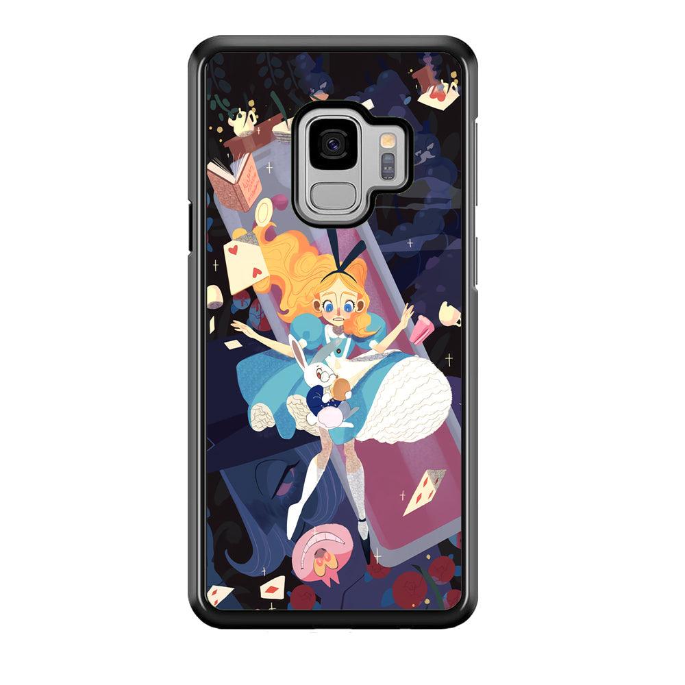 Alice in Wonderland Flying Down Samsung Galaxy S9 Case-Rubber Black (2D Case)-Oxvistore