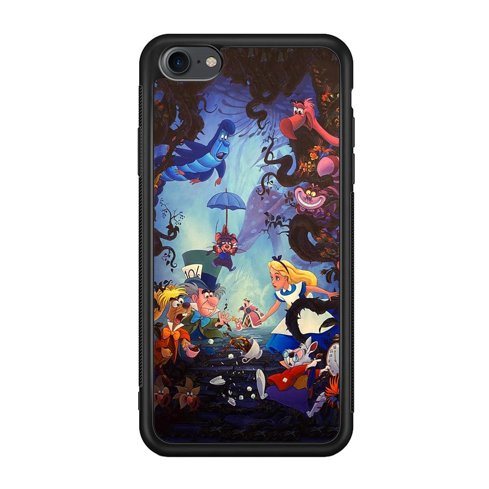 Alice in Wonderland Spilled Tea iPhone 8 Case-Rubber Black (2D Case)-Oxvistore