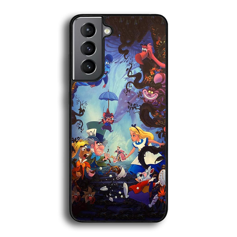 Alice in Wonderland Spilled Tea Samsung Galaxy S21 Plus Case-Rubber Black (2D Case)-Oxvistore