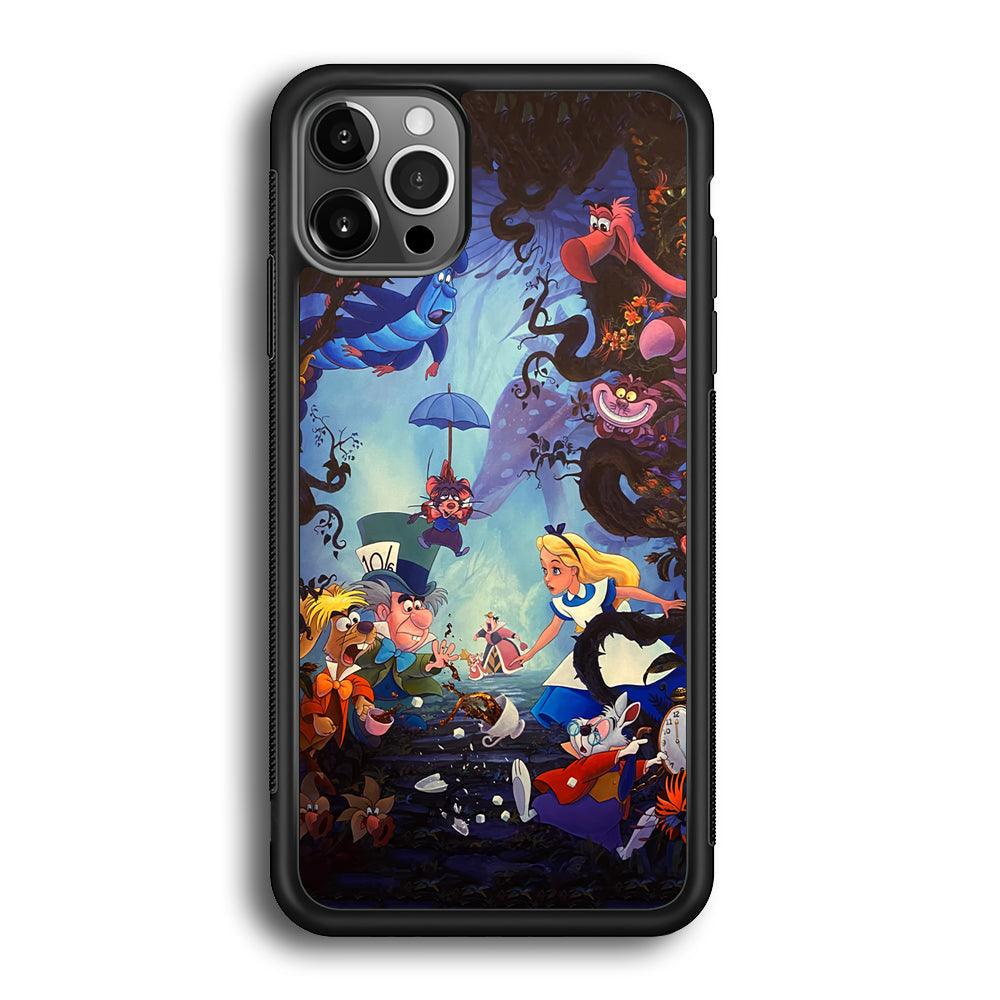 Alice in Wonderland Spilled Tea iPhone 12 Pro Case-Rubber Black (2D Case)-Oxvistore