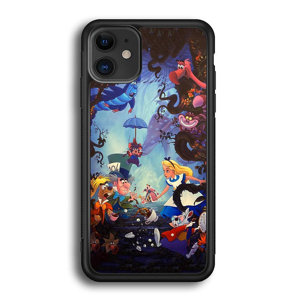 Alice in Wonderland Spilled Tea iPhone 11 Case-Rubber Black (2D Case)-Oxvistore