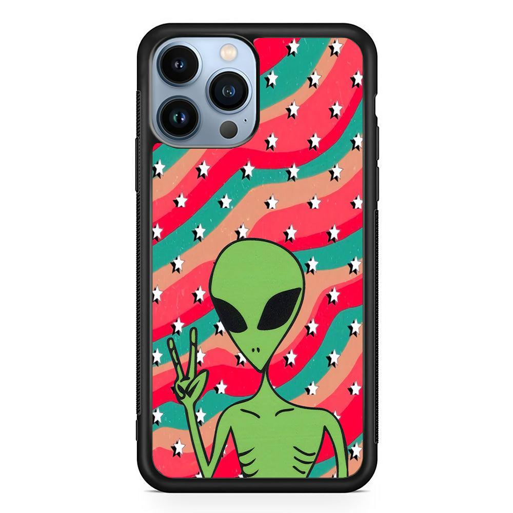 Alien Prove of Peace iPhone 13 Pro Max Case-Rubber White (2D Case)-Oxvistore