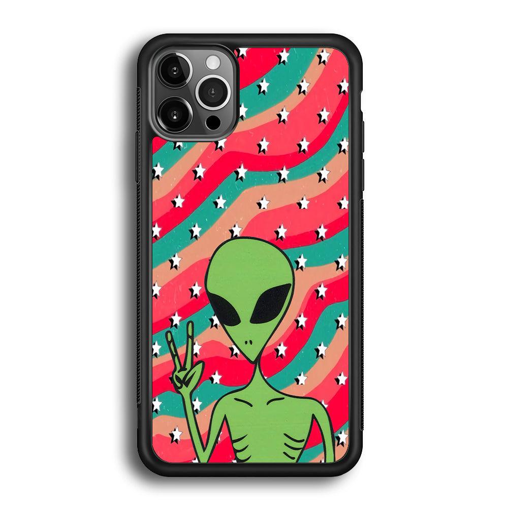 Alien Prove of Peace iPhone 12 Pro Case-Rubber Black (2D Case)-Oxvistore