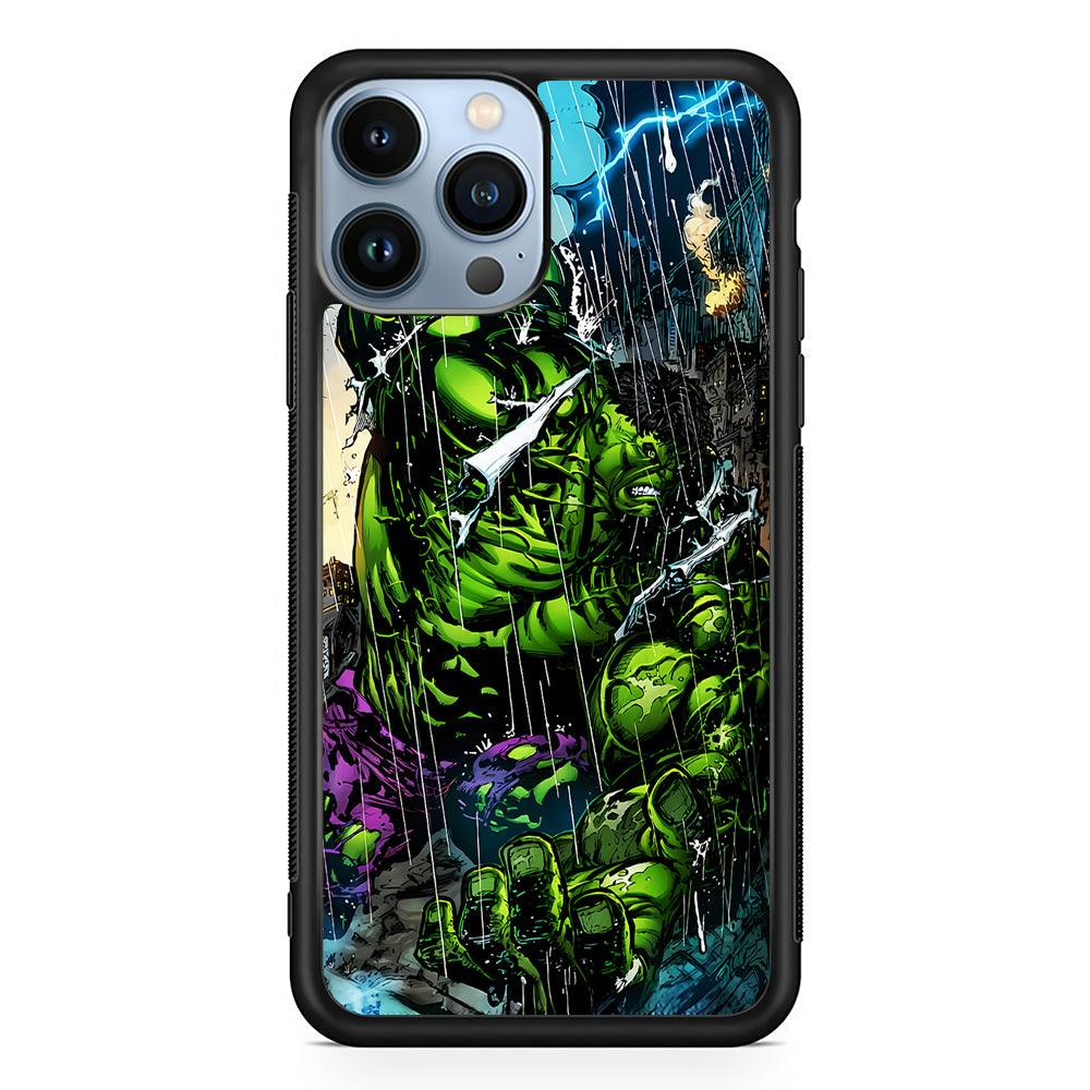 Angry Hulk Destroys The City 2D Rubber Phone Case-Black-Oxvistore