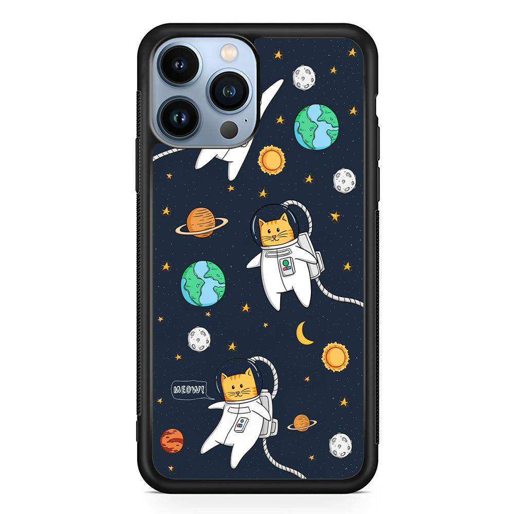 Animal Astronauts Reach for The Star iPhone 14 Pro Max Case-Rubber Black (2D Case)-Oxvistore