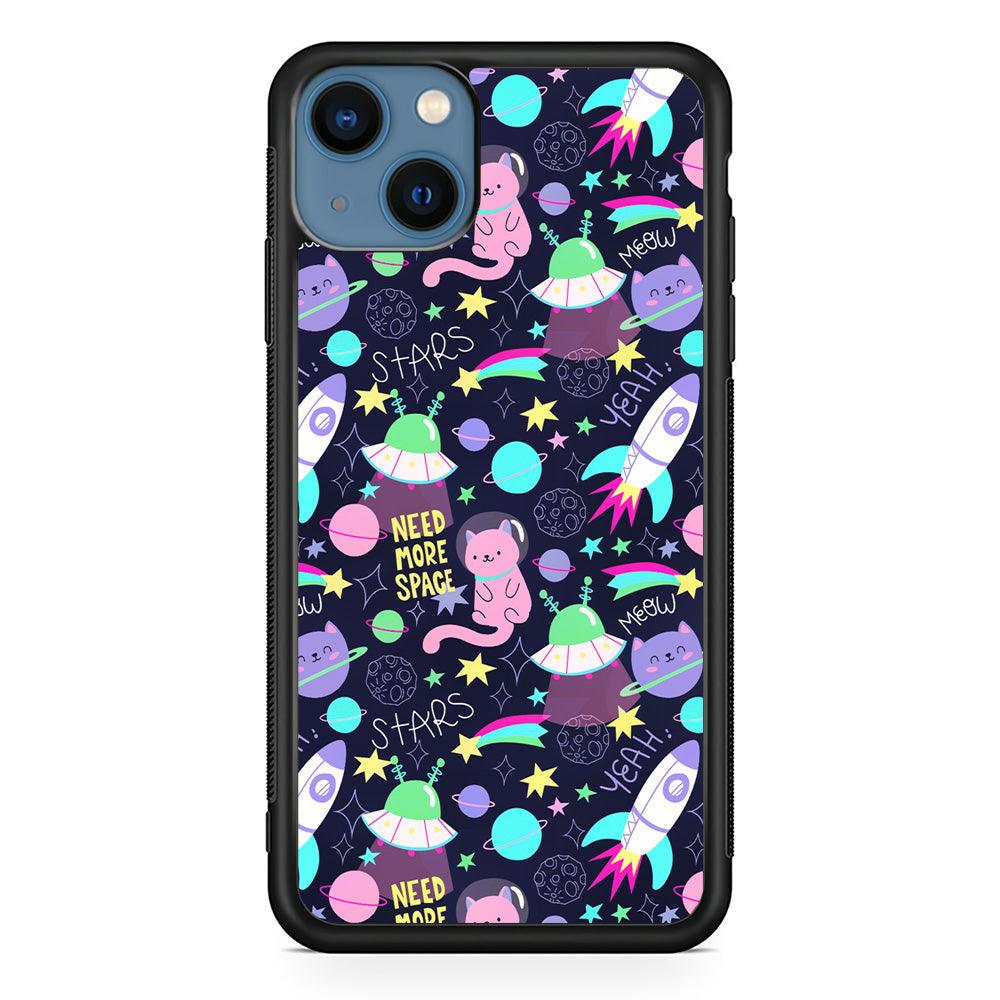 Animal Astronauts Rockets Cat iPhone 14 Case-Rubber Black (2D Case)-Oxvistore