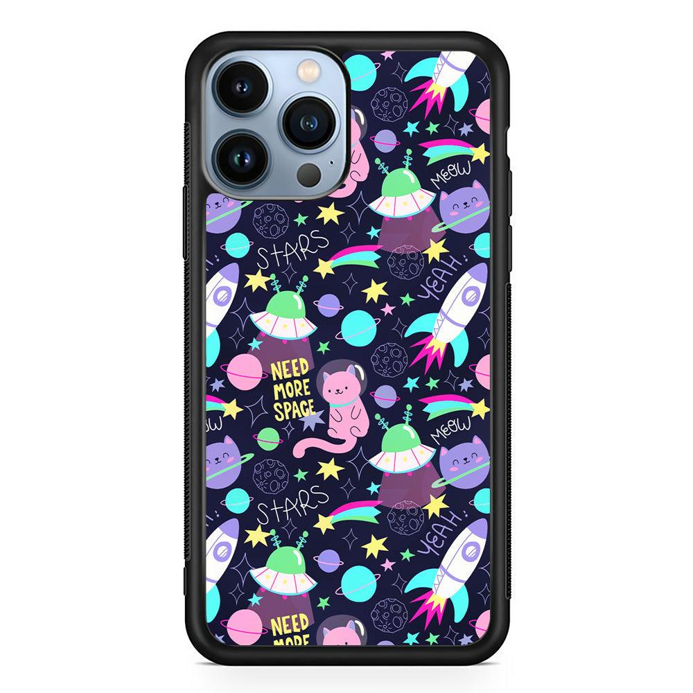 Animal Astronauts Rockets Cat iPhone 14 Pro Case-Rubber Black (2D Case)-Oxvistore