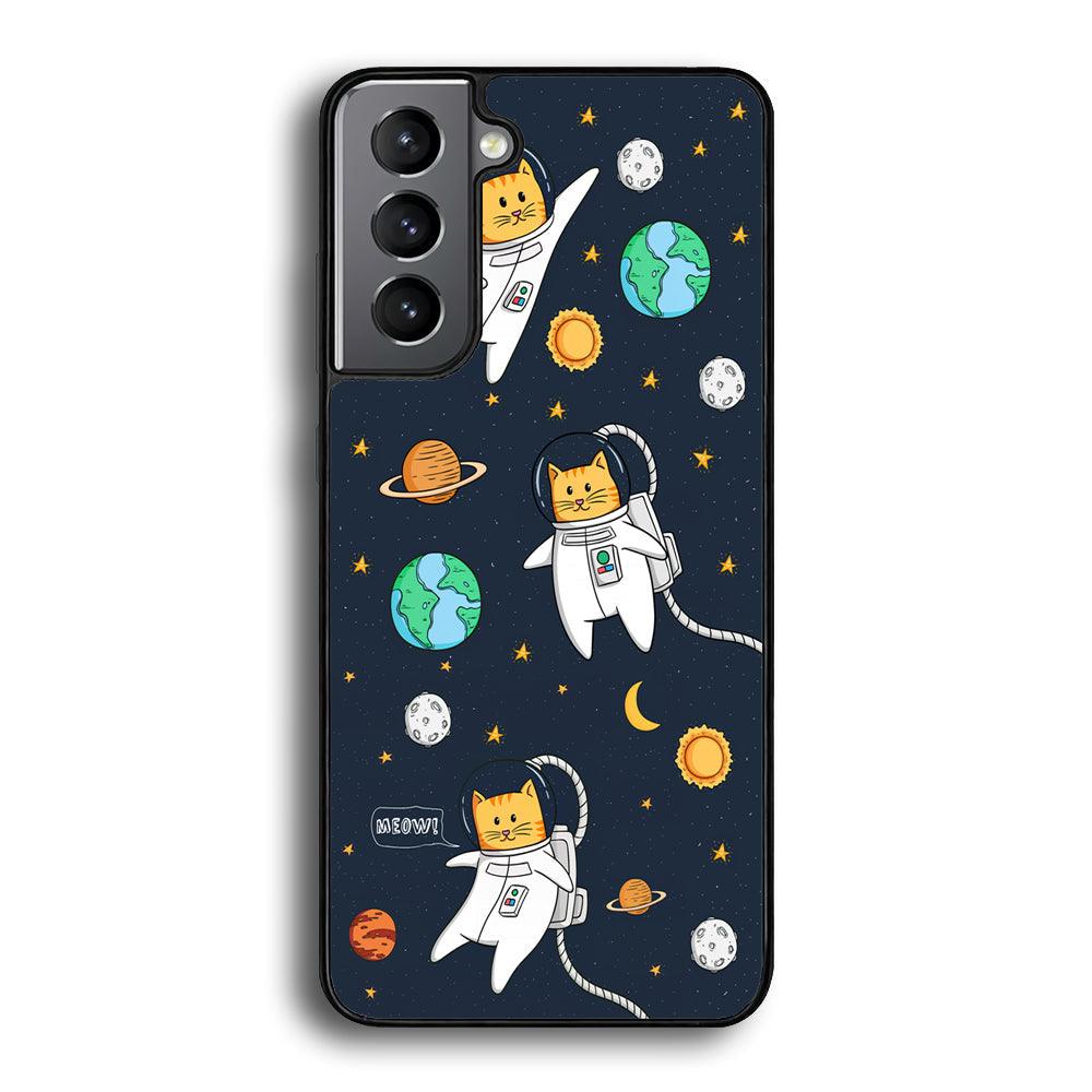 Animal Astronauts Reach for The Star Samsung Galaxy S21 Case-Rubber Black (2D Case)-Oxvistore