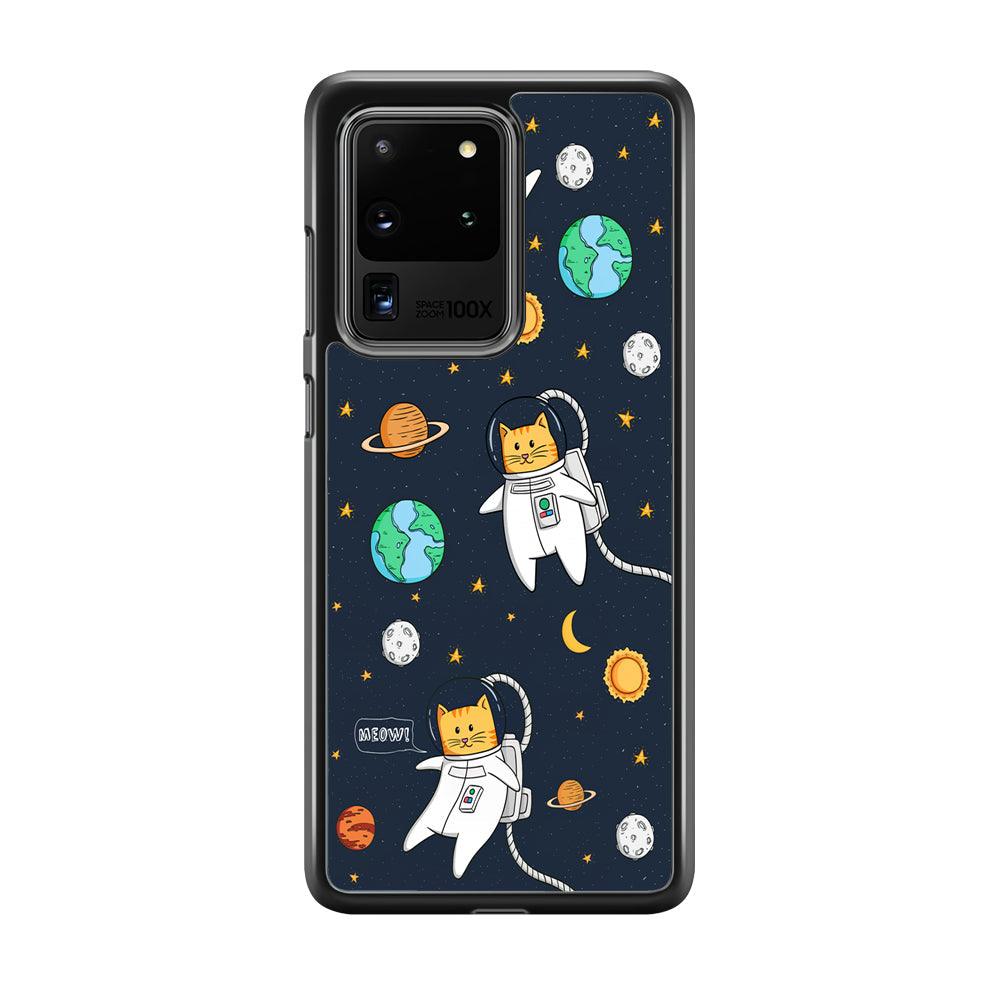 Animal Astronauts Reach for The Star Samsung Galaxy S20 Ultra Case-Rubber Black (2D Case)-Oxvistore