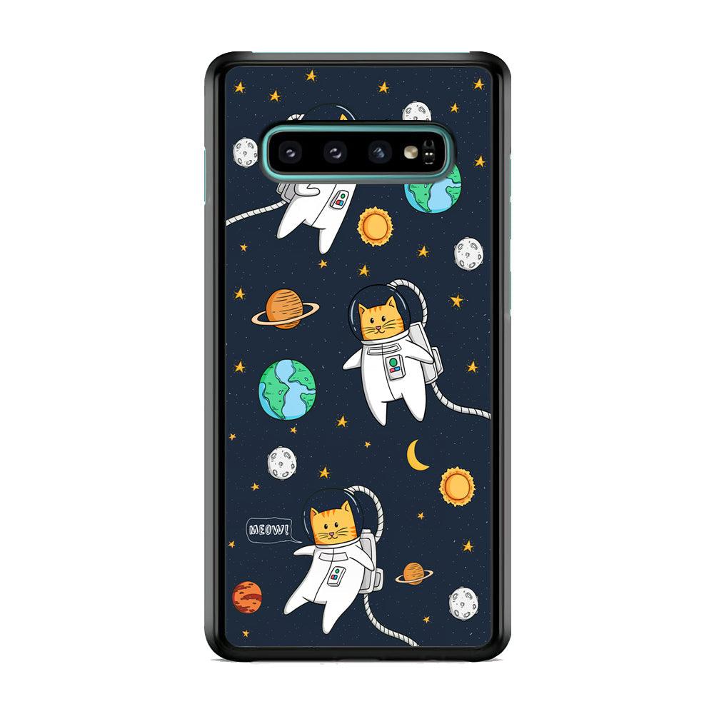 Animal Astronauts Reach for The Star Samsung Galaxy S10 Case-Rubber Black (2D Case)-Oxvistore