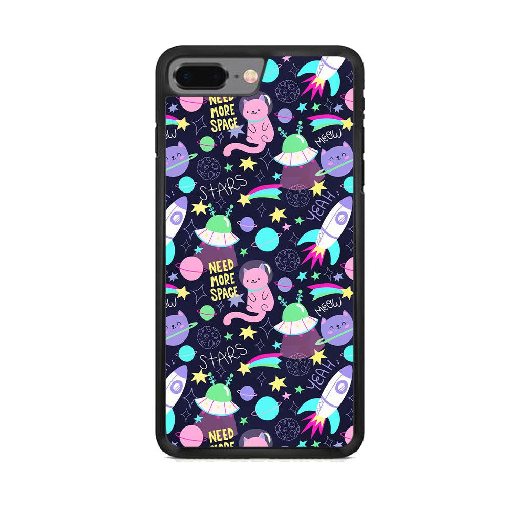 Animal Astronauts Rockets Cat iPhone 7 Plus Case-Rubber Black (2D Case)-Oxvistore