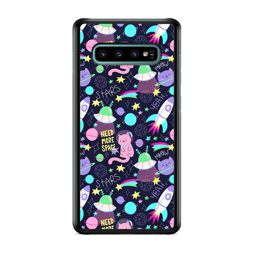Animal Astronauts Rockets Cat Samsung Galaxy S10 Case-Rubber Black (2D Case)-Oxvistore