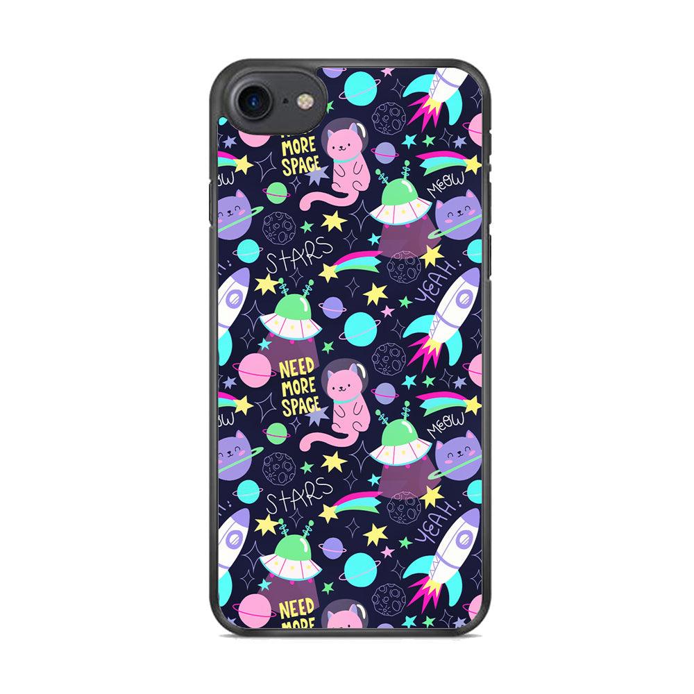 Animal Astronauts Rockets Cat iPhone 8 Case-Rubber Black (2D Case)-Oxvistore