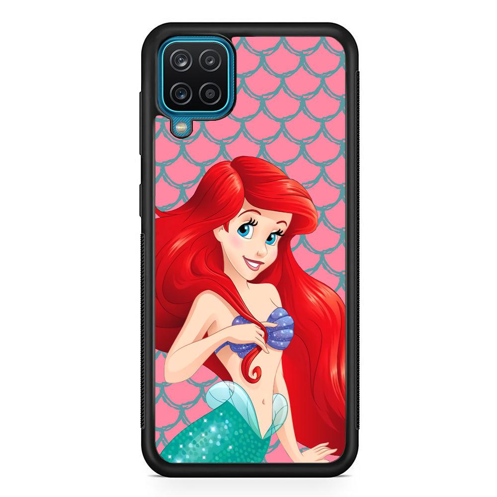 Ariel The Beauty Princess of Mermaid Samsung Galaxy A12 Case-Rubber Black (2D Case)-Oxvistore