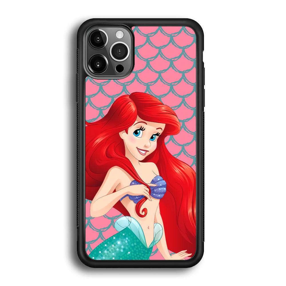 Ariel The Beauty Princess of Mermaid iPhone 12 Pro Max Case-Rubber Black (2D Case)-Oxvistore