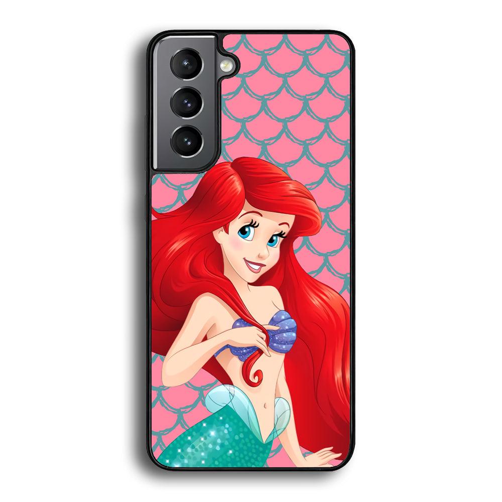 Ariel The Beauty Princess of Mermaid Samsung Galaxy S21 Case-Rubber Black (2D Case)-Oxvistore