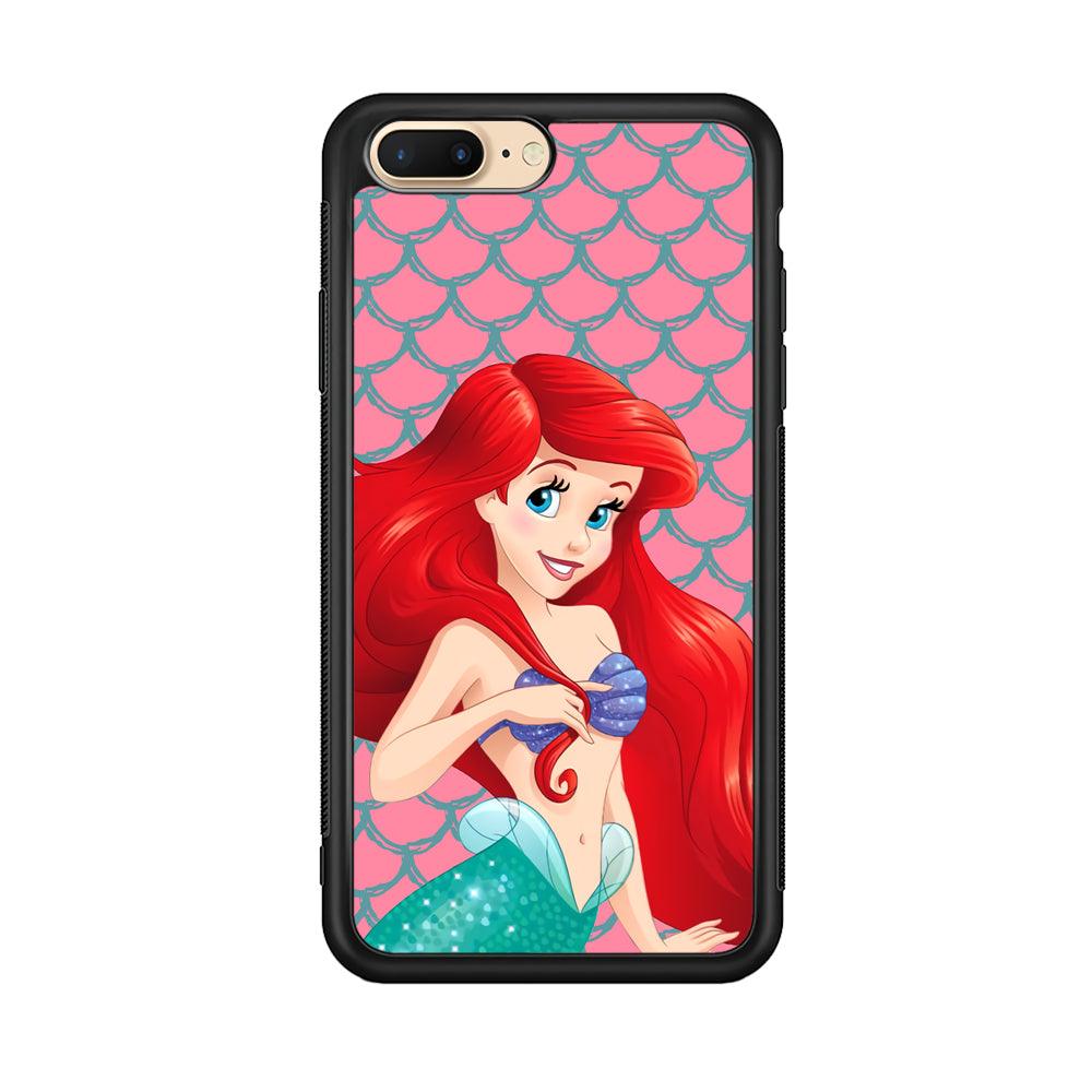 Ariel The Beauty Princess of Mermaid iPhone 7 Plus Case-Rubber Black (2D Case)-Oxvistore