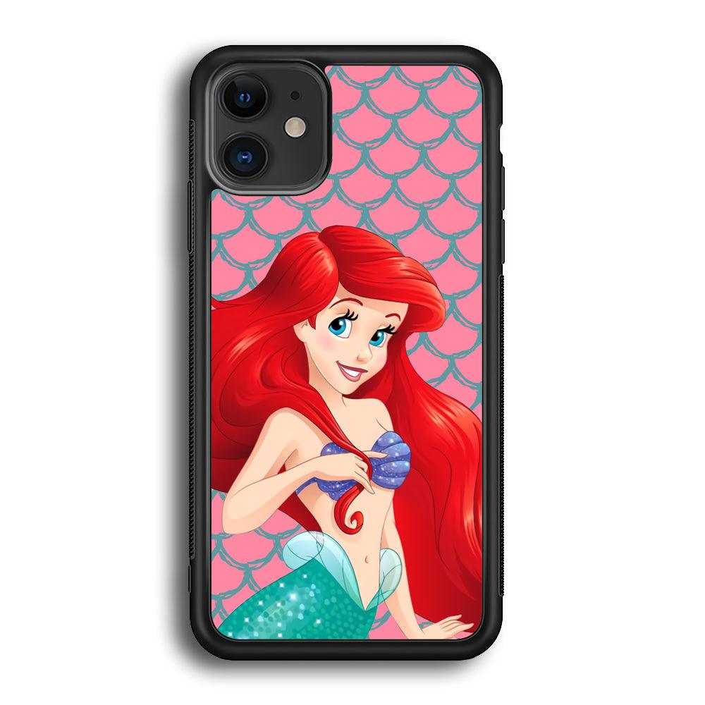 Ariel The Beauty Princess of Mermaid iPhone 12 Case-Rubber Black (2D Case)-Oxvistore