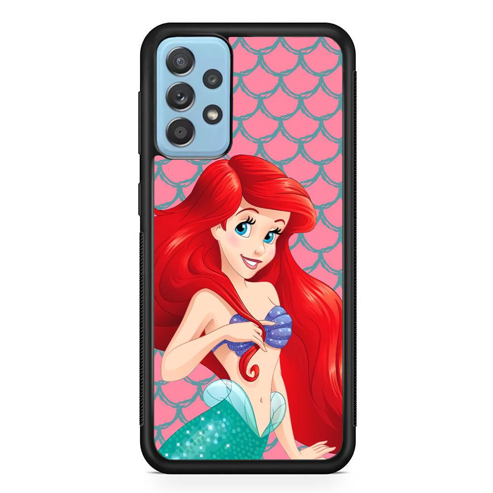 Ariel The Beauty Princess of Mermaid Samsung Galaxy A72 Case-Rubber Black (2D Case)-Oxvistore